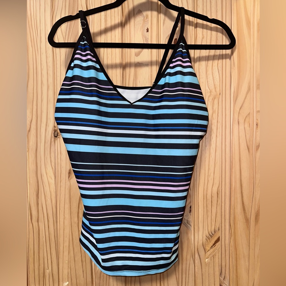 Striped V-Neck Bathing Suit Tank Top